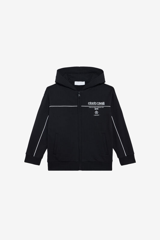 JU Black Sweatshirt with Logo Print BLACK VJT68D-CF050