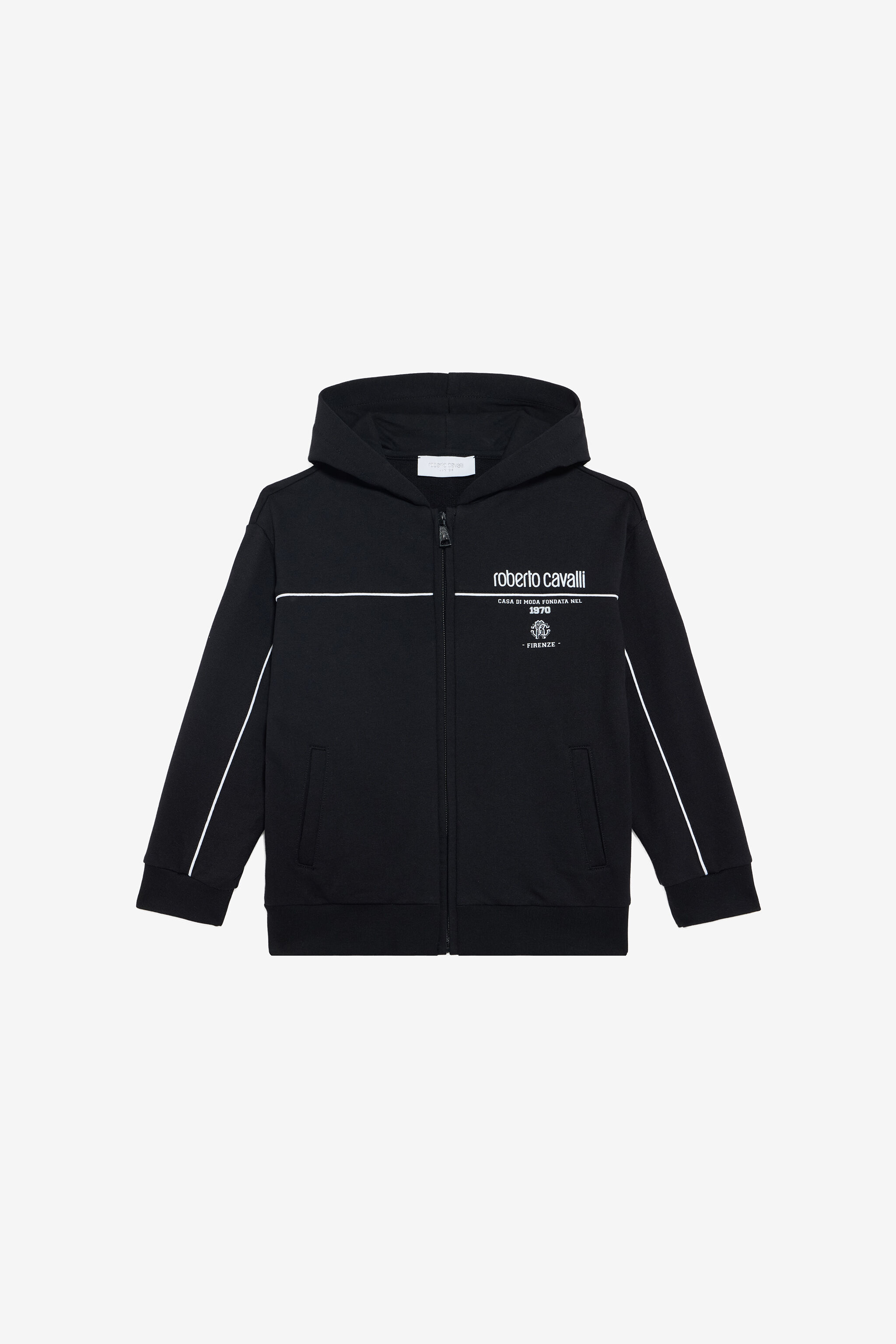 JU Black Sweatshirt with Logo Print BLACK VJT68D-CF050