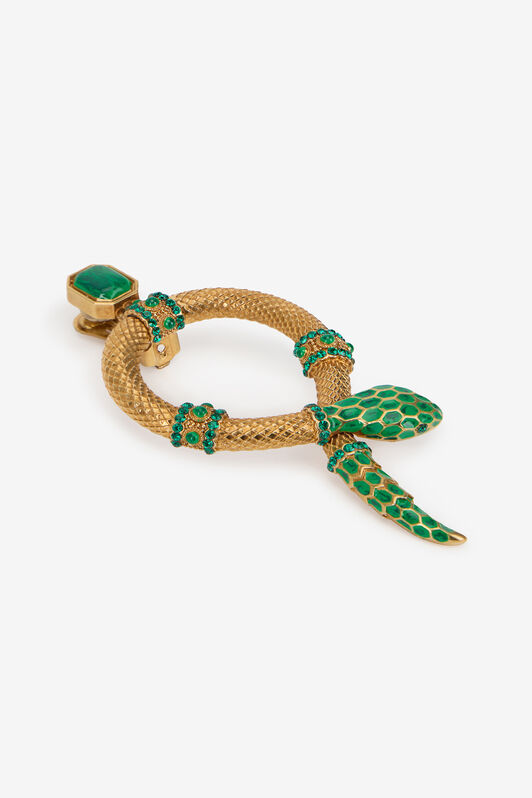 RC Snake Clip-On Earrings With Green Enamel RC Snake Clip-On Earrings With Green Enamel ORO/MALACHITE TKG006-AM081