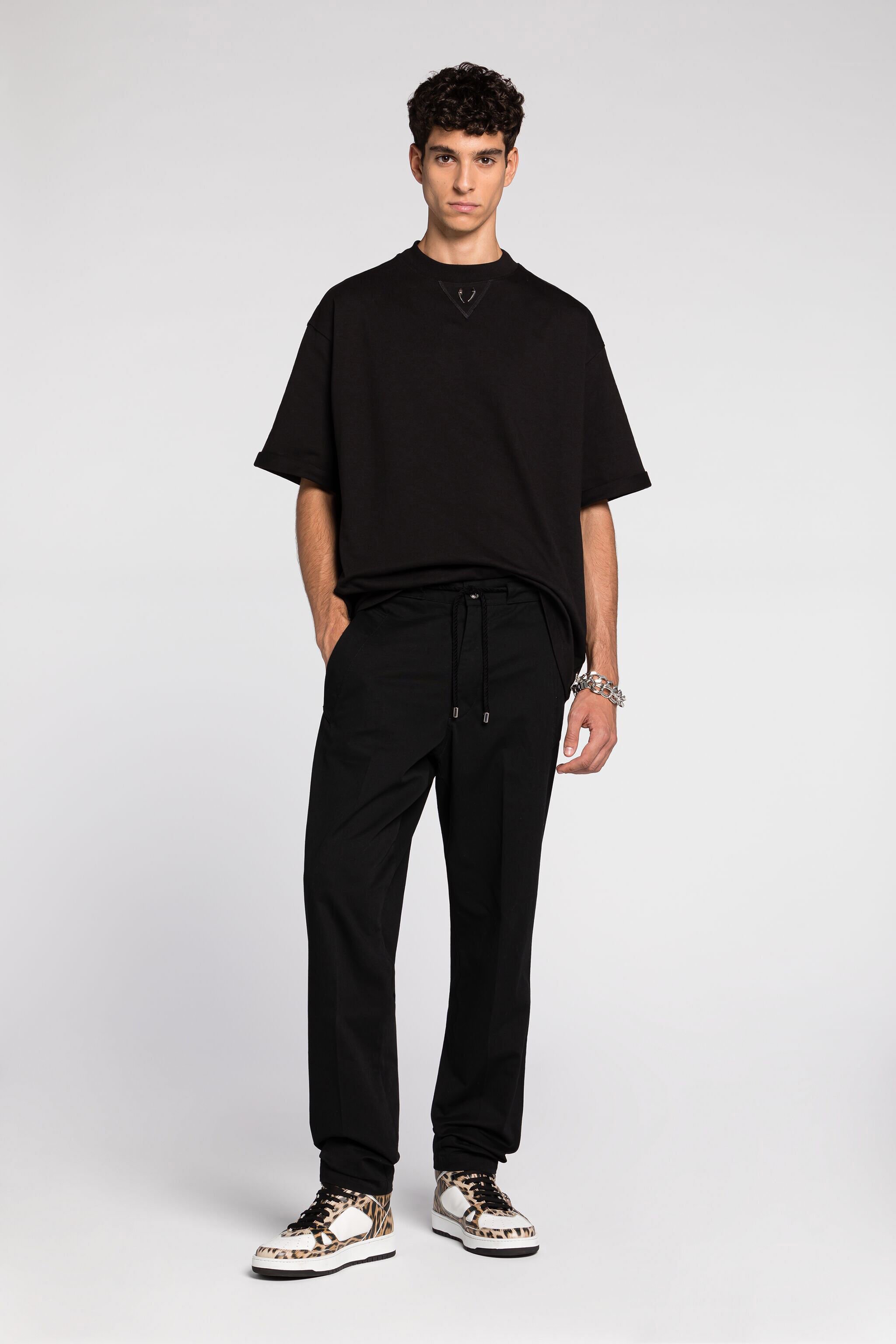 RC Logo-embroidered cotton trousers Black RRT262-FN061