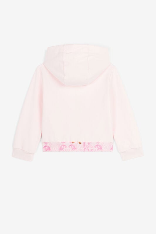 JU Monogram-embroidered zip-front hoodie Pink QJT941-CF050