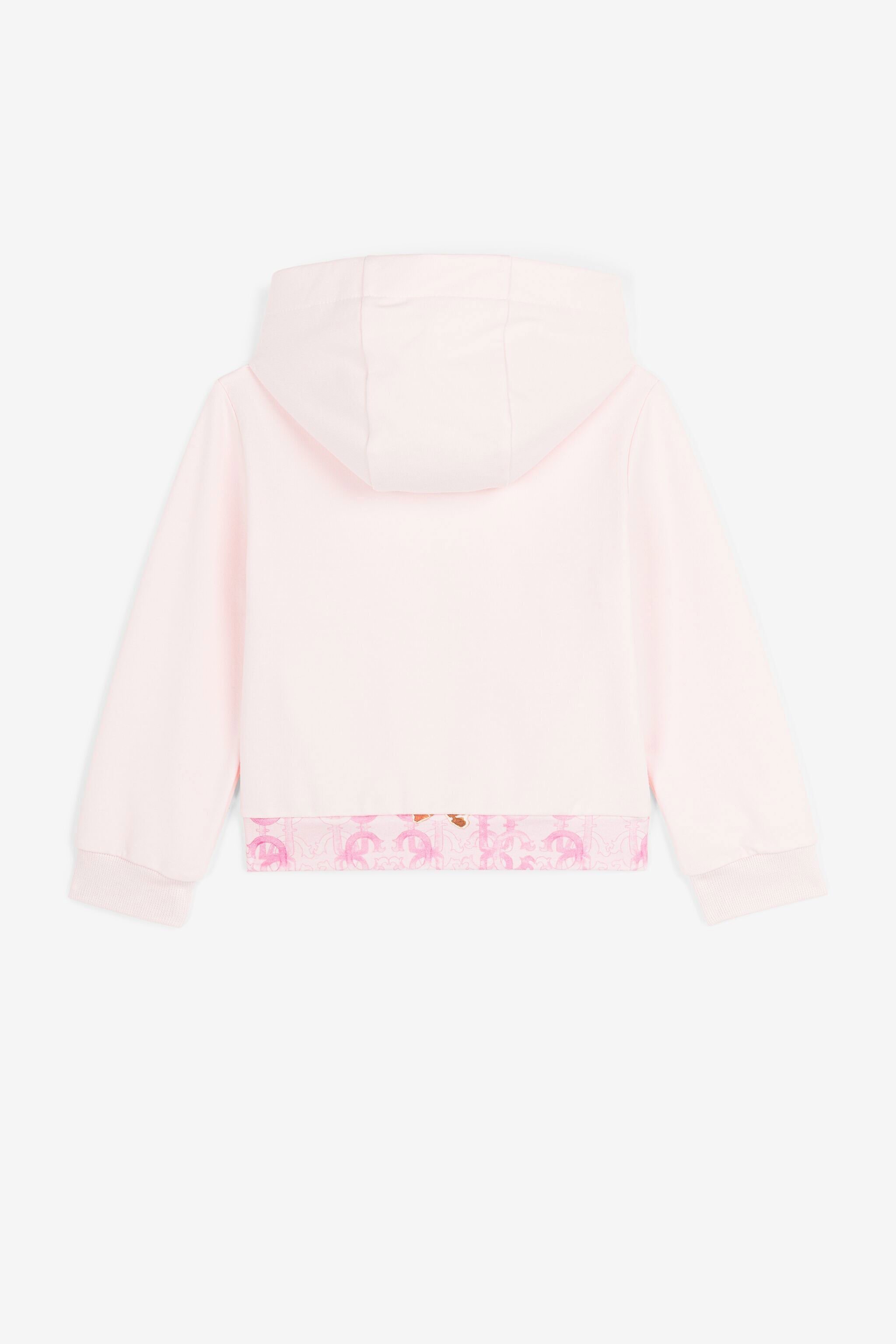 JU Monogram-embroidered zip-front hoodie Pink QJT941-CF050