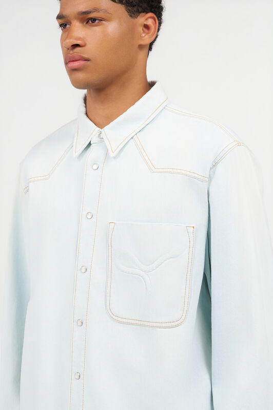 RC Camisa Vaquera Azul Claro Con Costuras En Contraste RC Camisa Vaquera Azul Claro Con Costuras En Contraste ENDLESS SKY WNJ72B-DL014