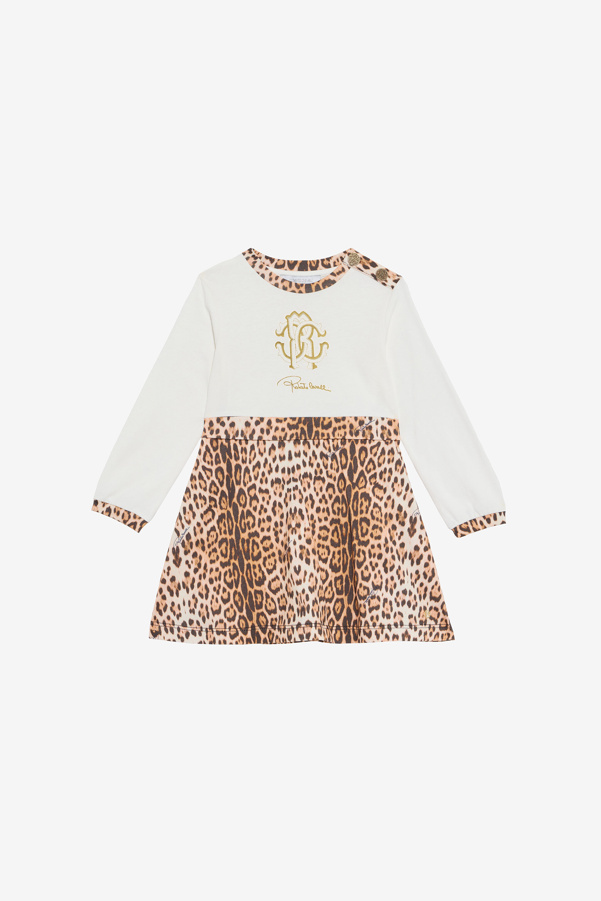 JU Milk White Dress with Jaguar Skin Print MILKY WHITE/NATURAL VJT104-JD001