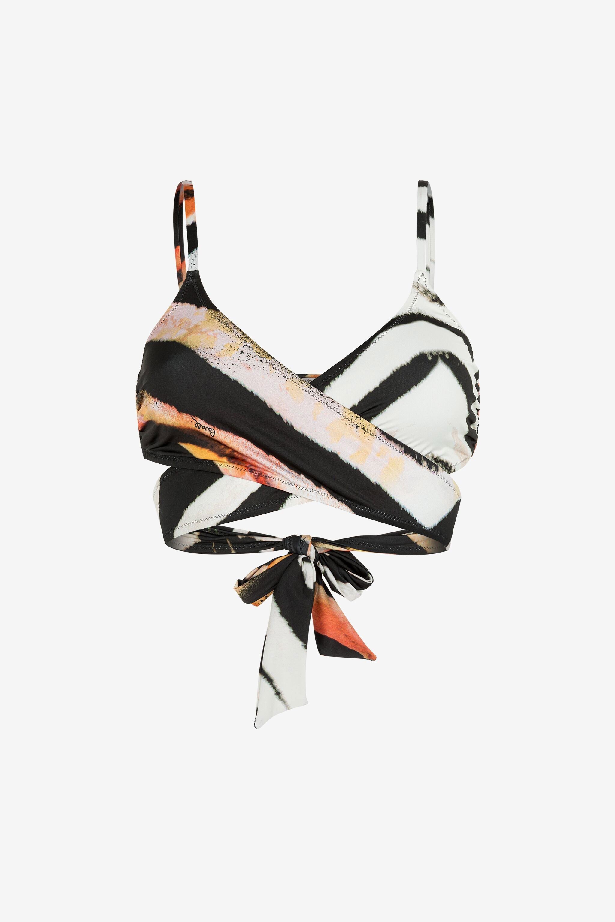 RC Haut de bikini drapé à imprimé zébré ORANGE/MULTICOLOR OQW24C-HVD03
