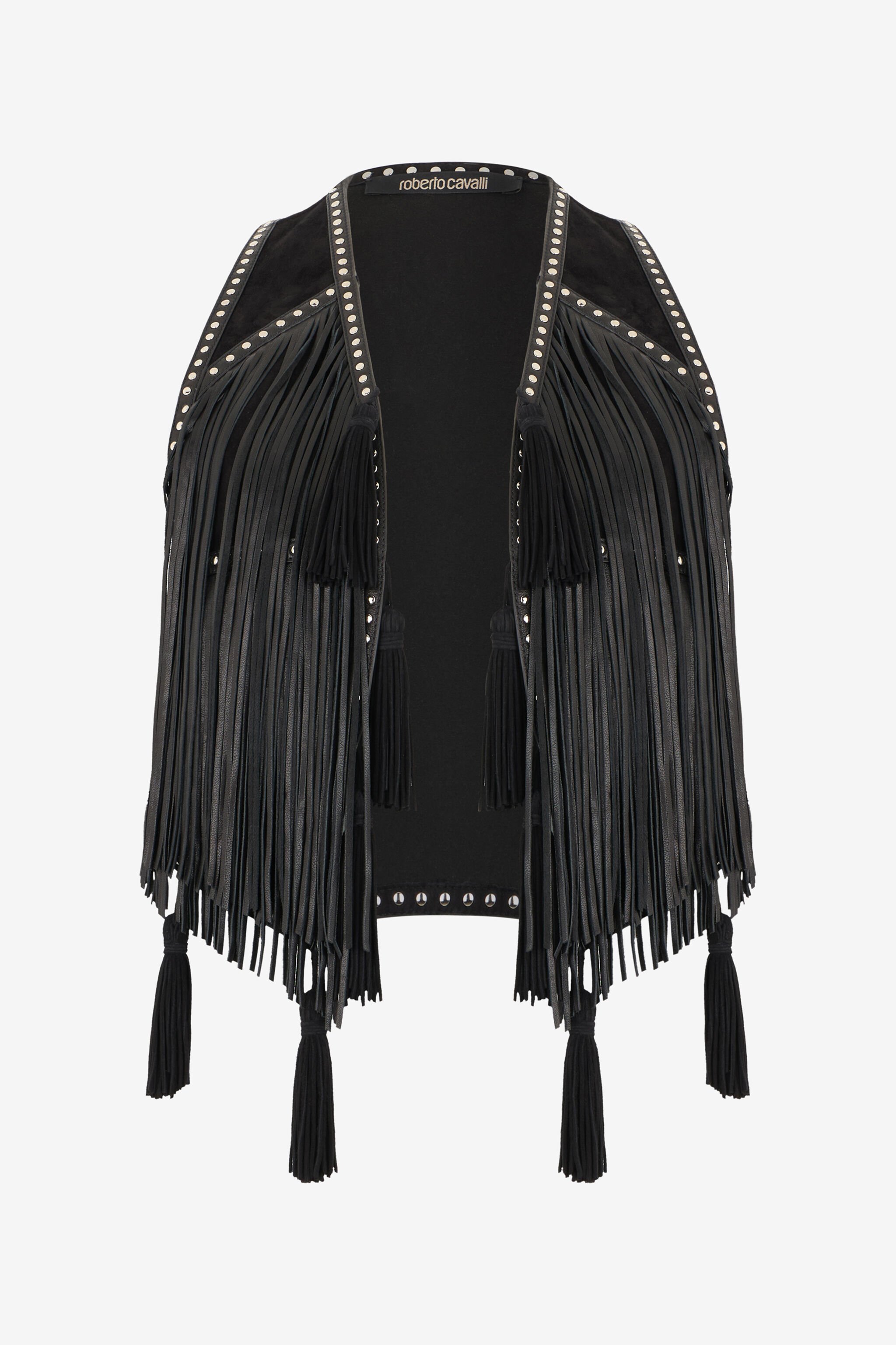 RC Gilet Noir À Franges Et Clous BLACK XQP602-PN003