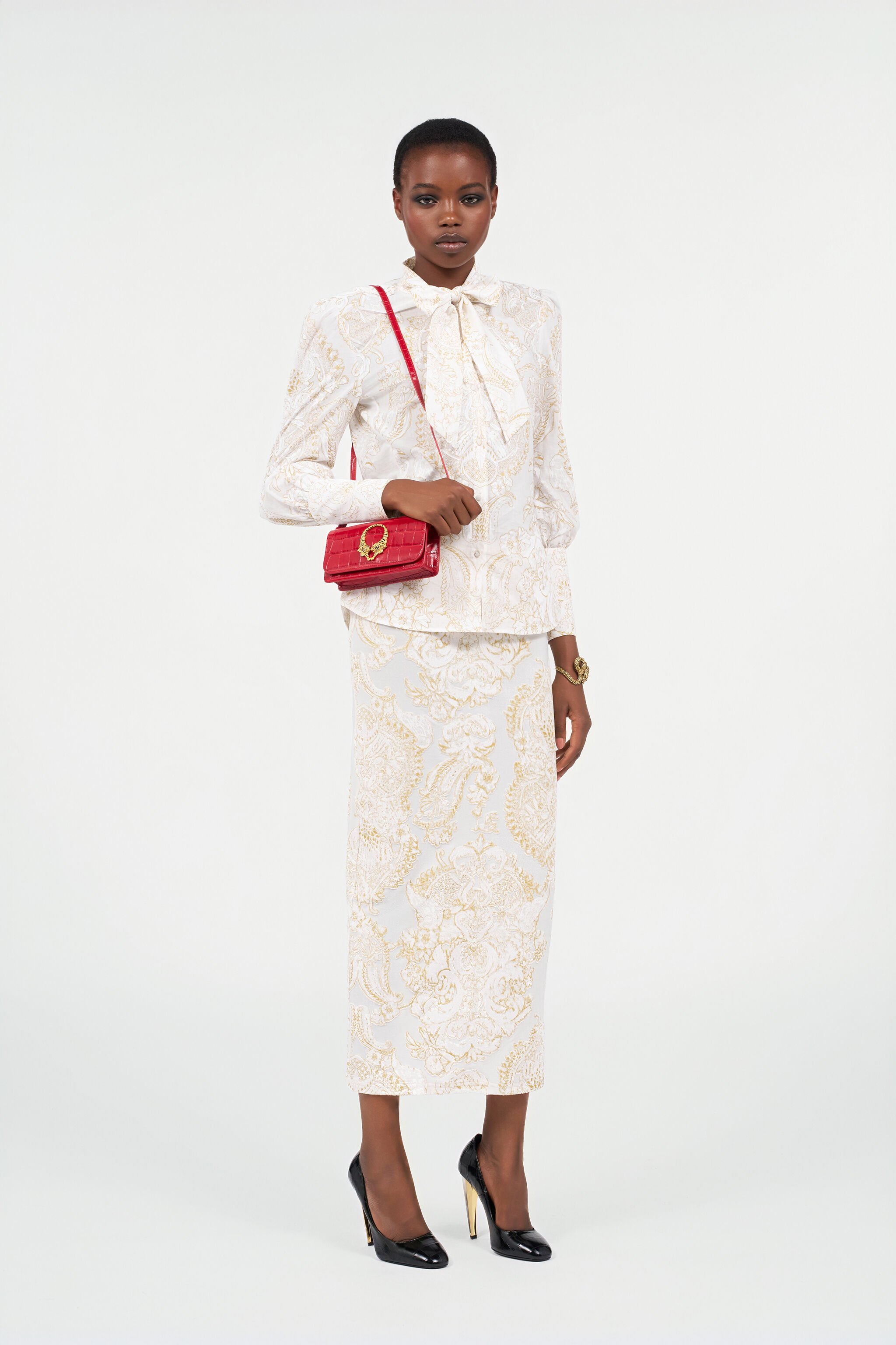 RC Ornamental White Print Shirt WHITE WQT701-RLR36