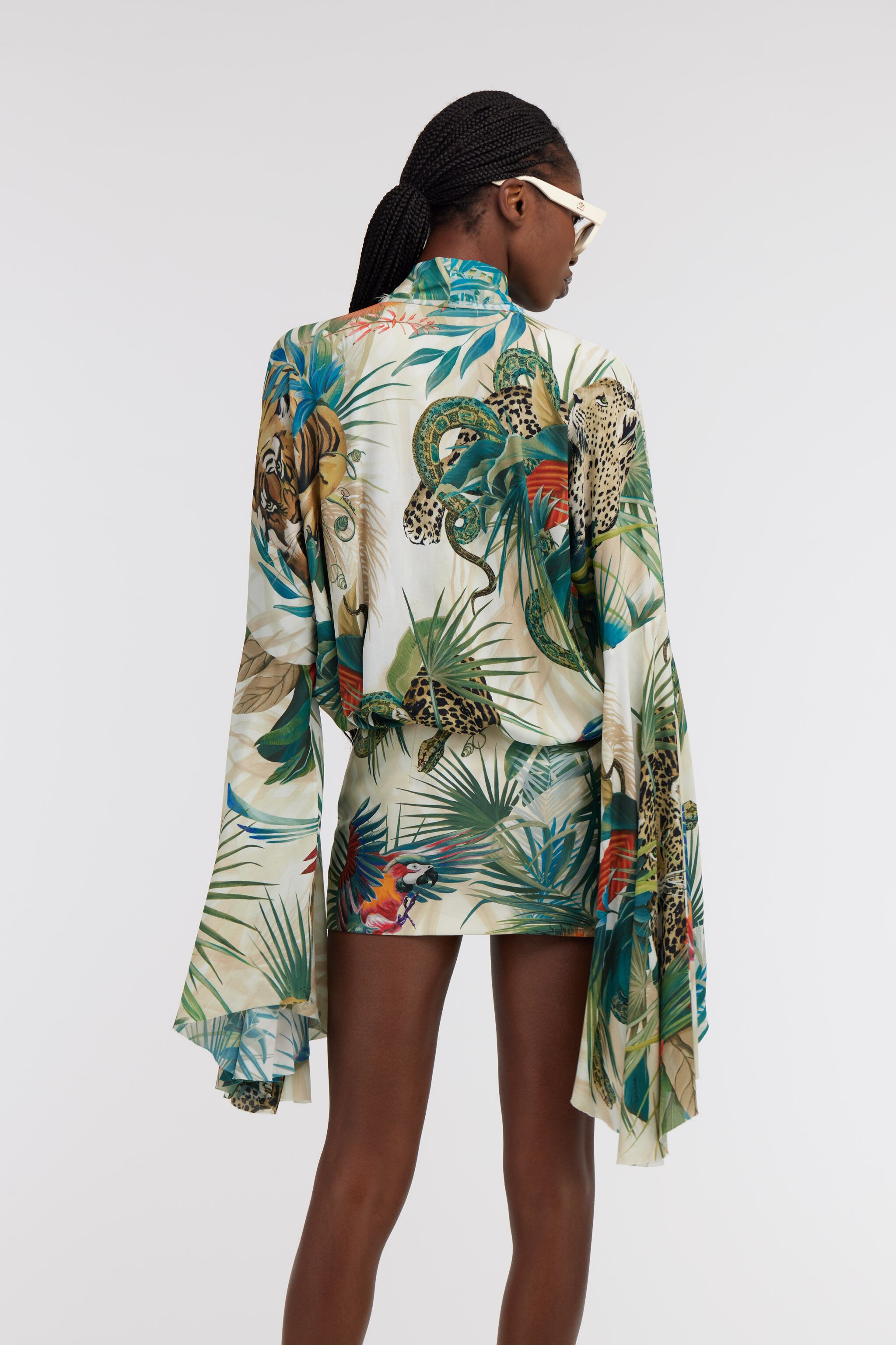 RC Jungle Print Shirt Flared Sleeves Green SKT708-7HI88