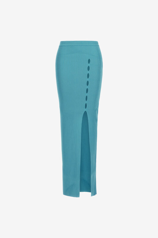 RC Ribbed long skirt with cut-out Light blue RKM301-MG011