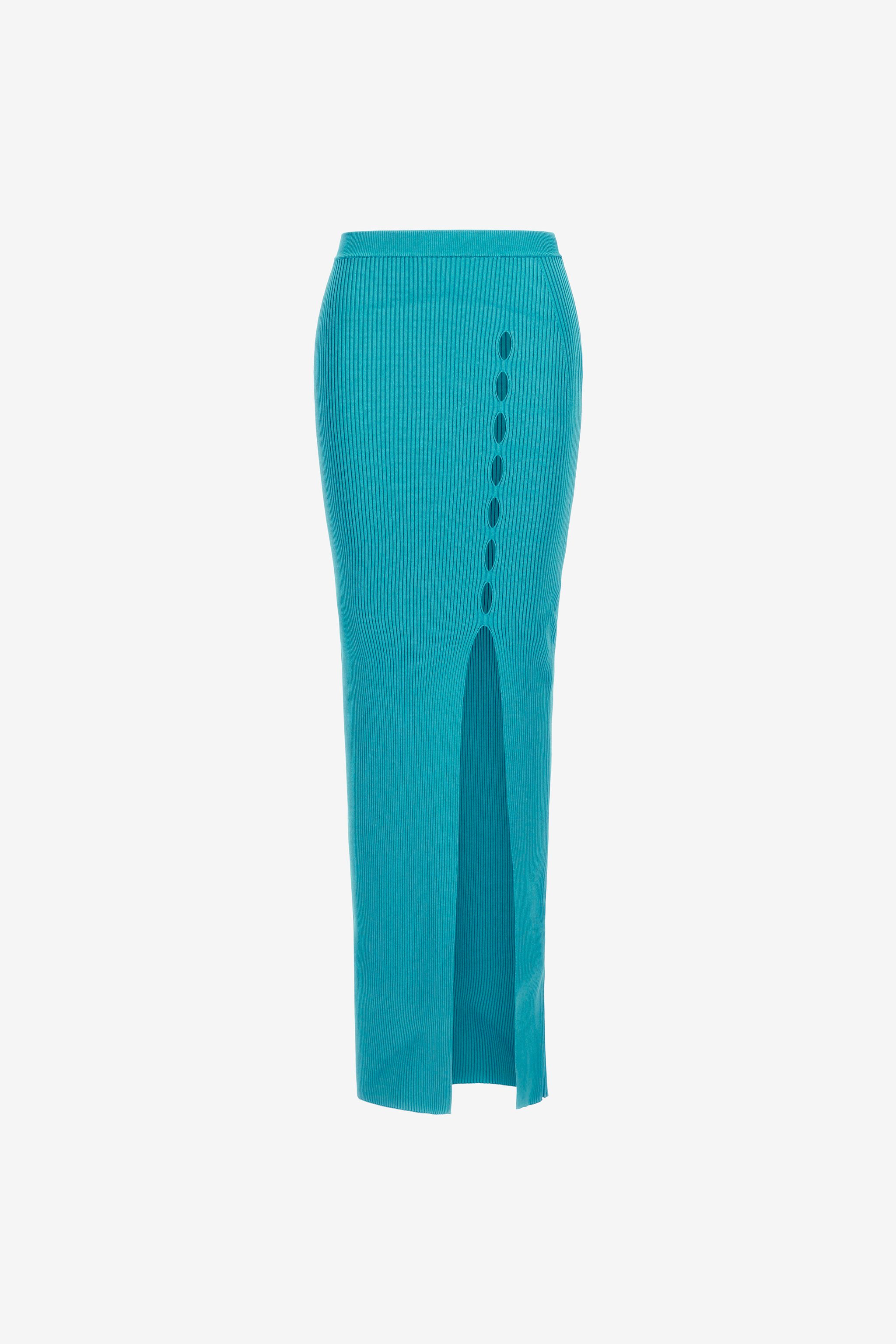 RC Ribbed long skirt with cut-out Light blue RKM301-MG011