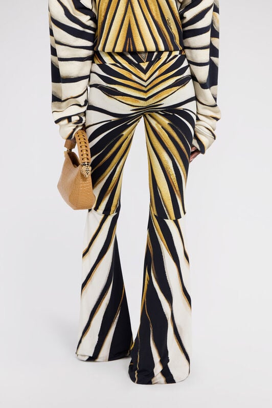 RC Ray Of Gold Print Flared Trousers Gold TKT202-LNM33