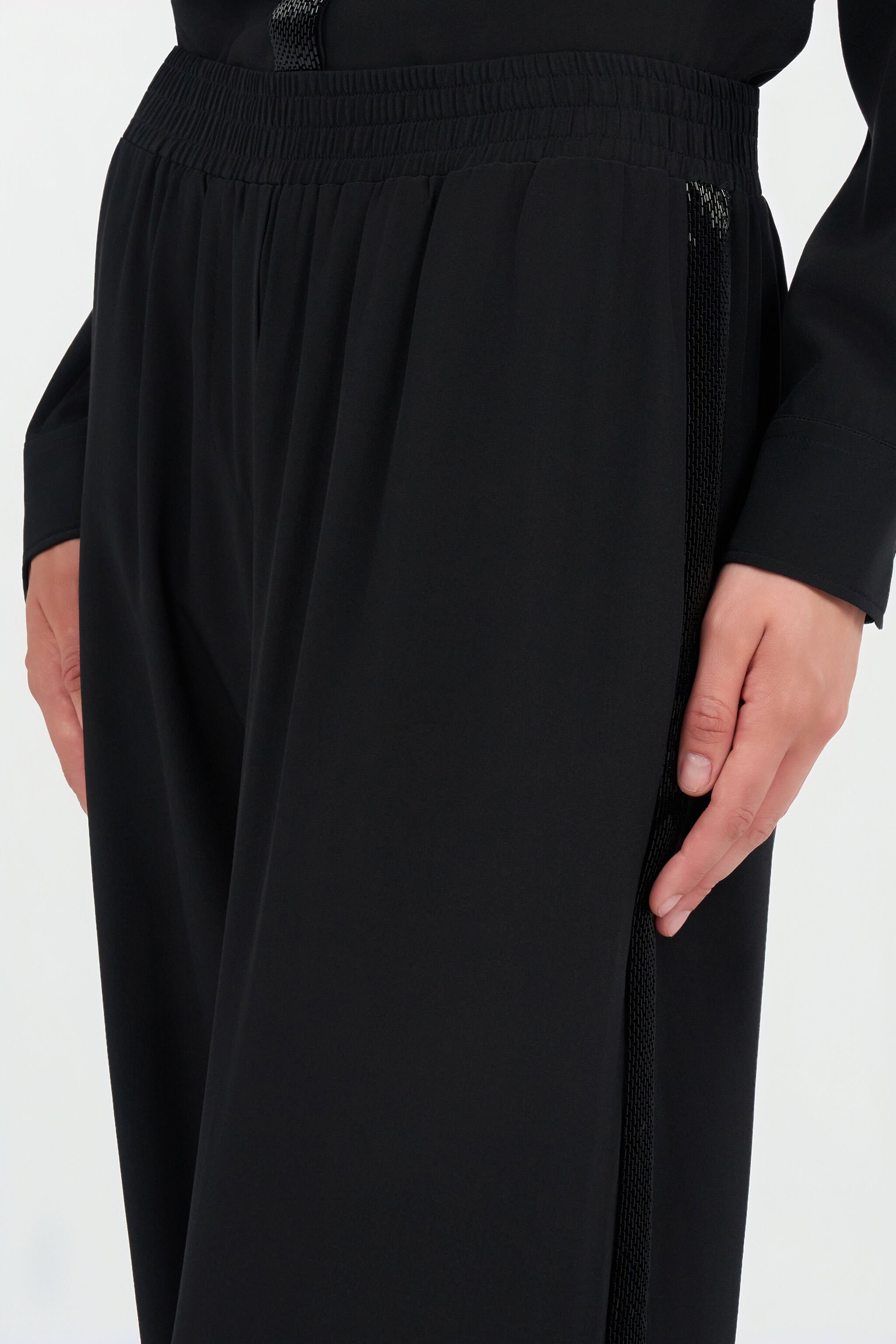 RC Silk palazzo trousers BLACK WKR211-SY001