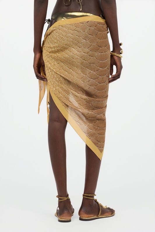 RC Silk Pareo with Beige and Sand Scale Print BEIGE/SAND WWI005-SQS31