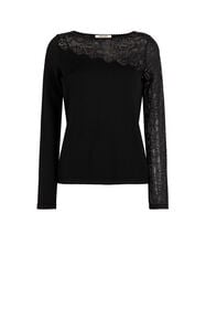 RC Floral-Knit Lace-Insert Top BLACK KQM610-MI001