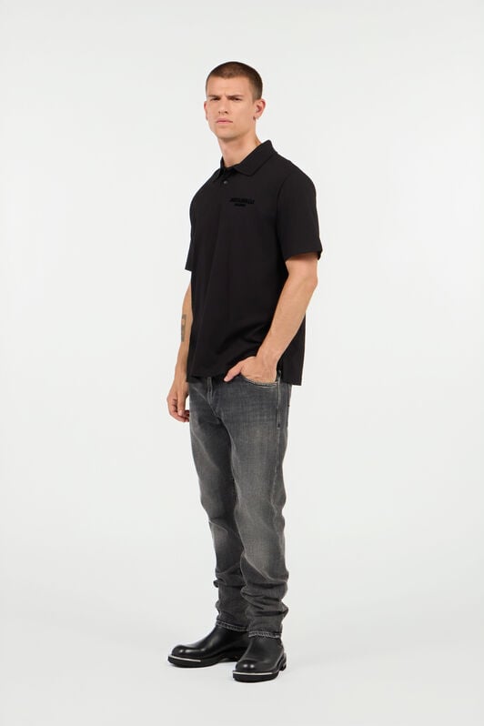 JC Polo Shirt With Top-Stitched JC Monogram BLACK UFT015-UF035