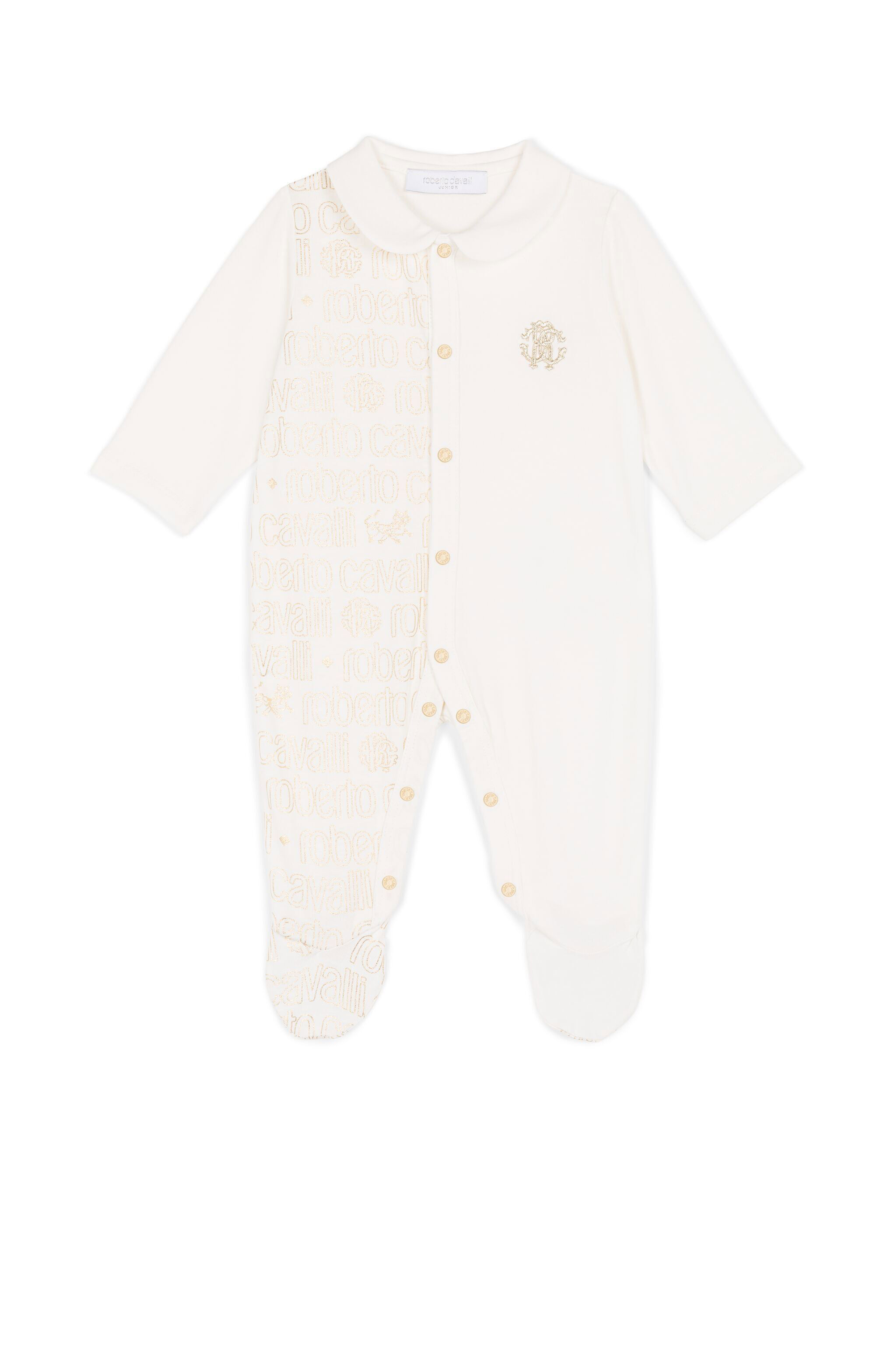 JU Logo-Print Babygrow MILKY WHITE/GOLD KJT850-JMU14