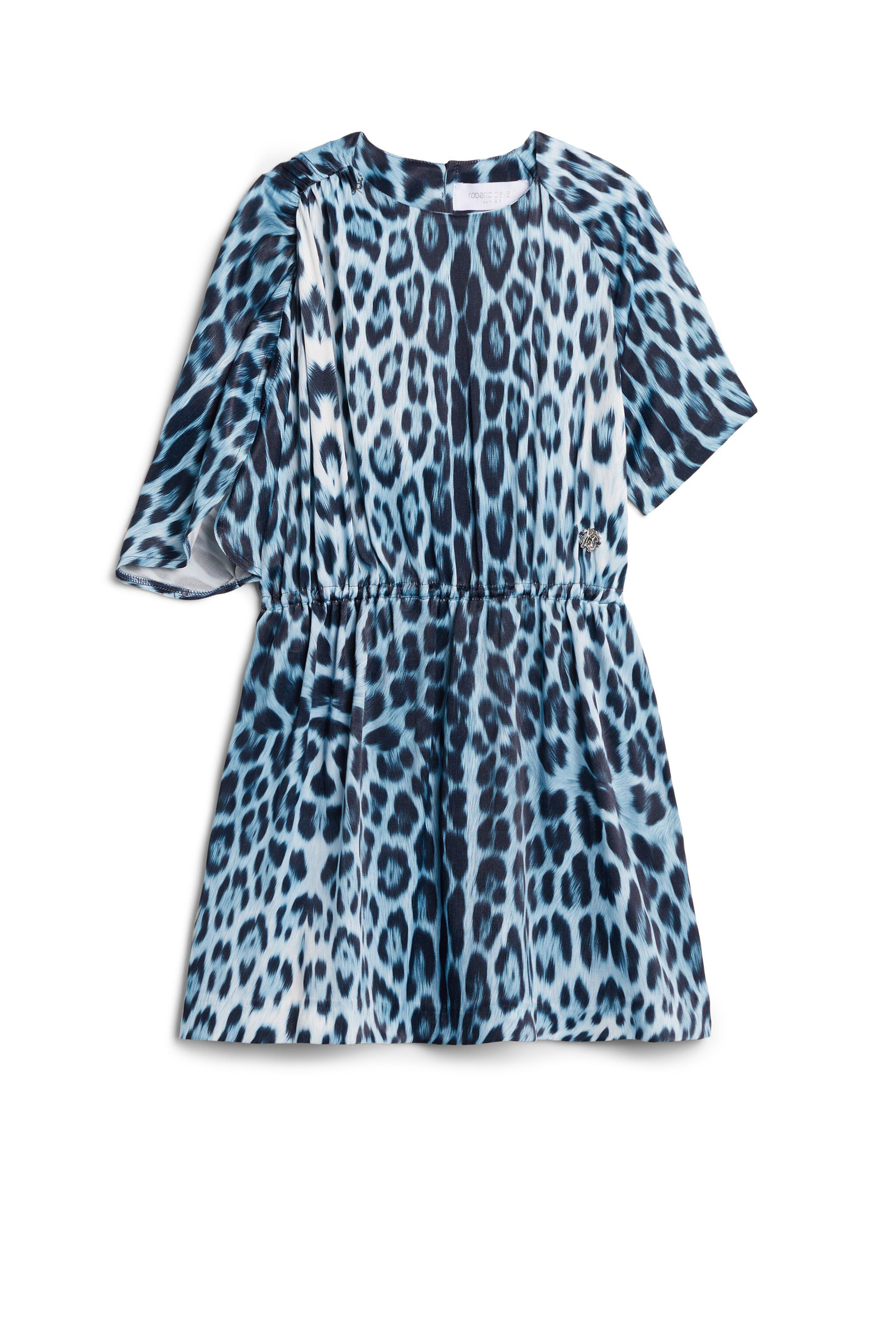 JU Asymmetrisches Kleid mit Jaguar-Print LIGHT BLUE/BLACK JJT129-SAS73