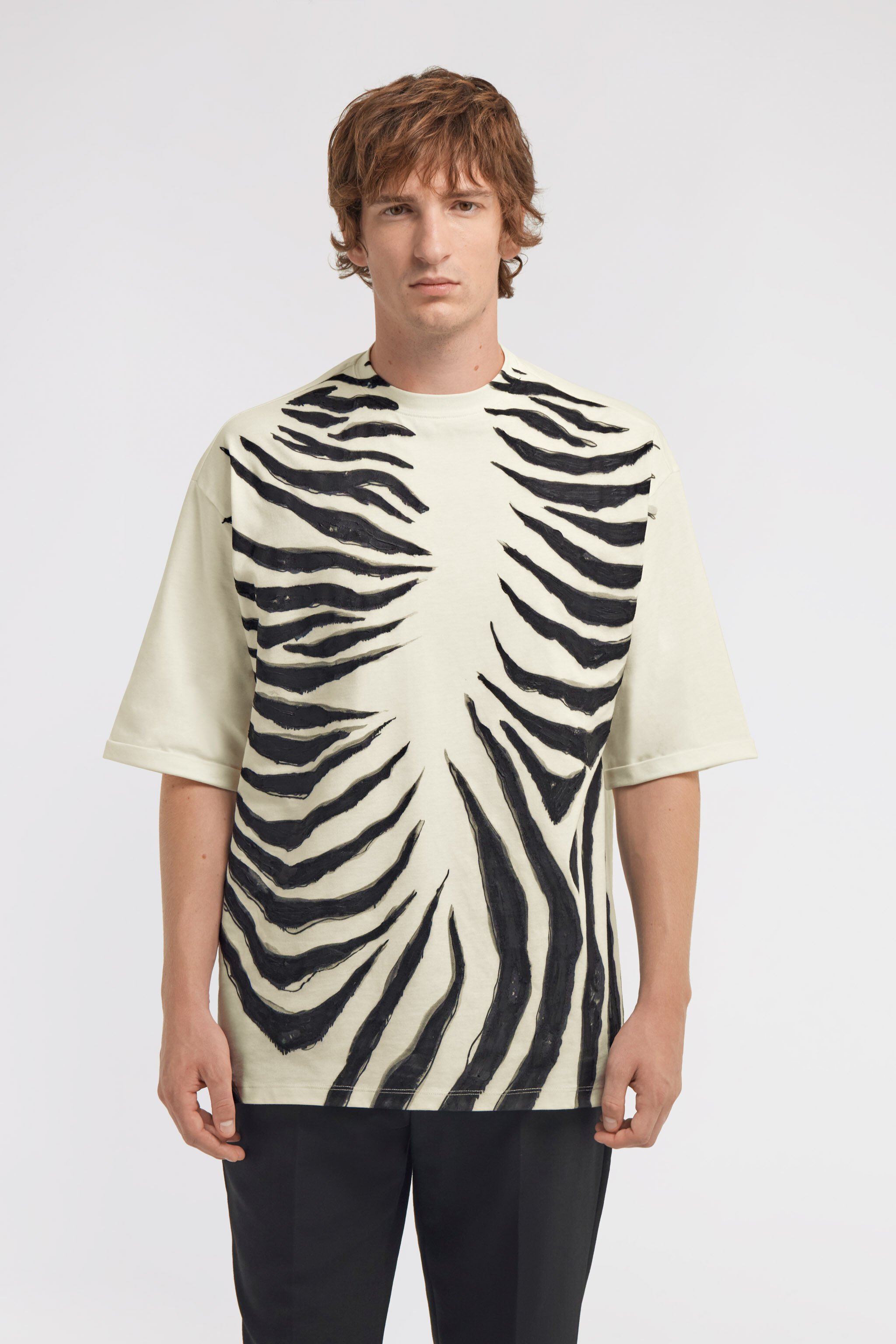 RC Zebra print T-shirt Elfenbein TRT62J-JD060