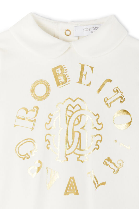 JU Cavalli Mania RC Monogram-Print Romper Set JU Cavalli Mania RC Monogram-Print Romper Set MILKY WHITE/GOLD MJT80B-JV025
