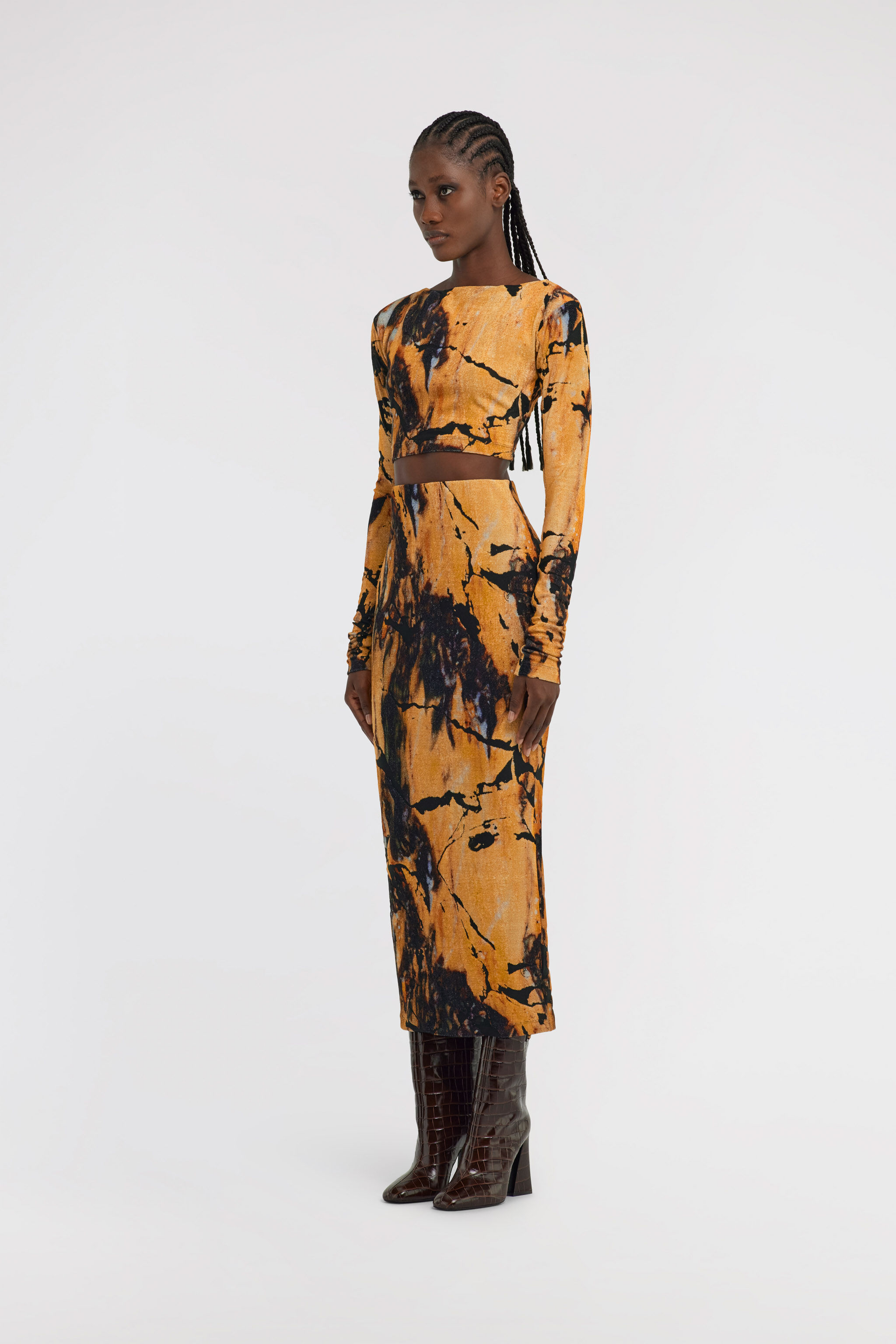 RC Marble Print Dress Gelb TWT115-CPN21
