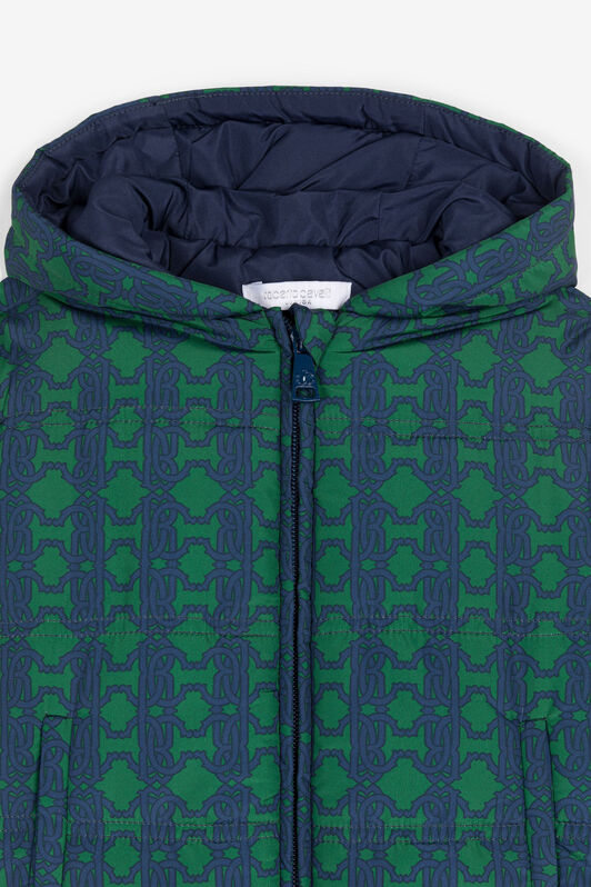 JU Abrigo acolchado con estampado monograma RC Verde/Azul RJT404-5RF66