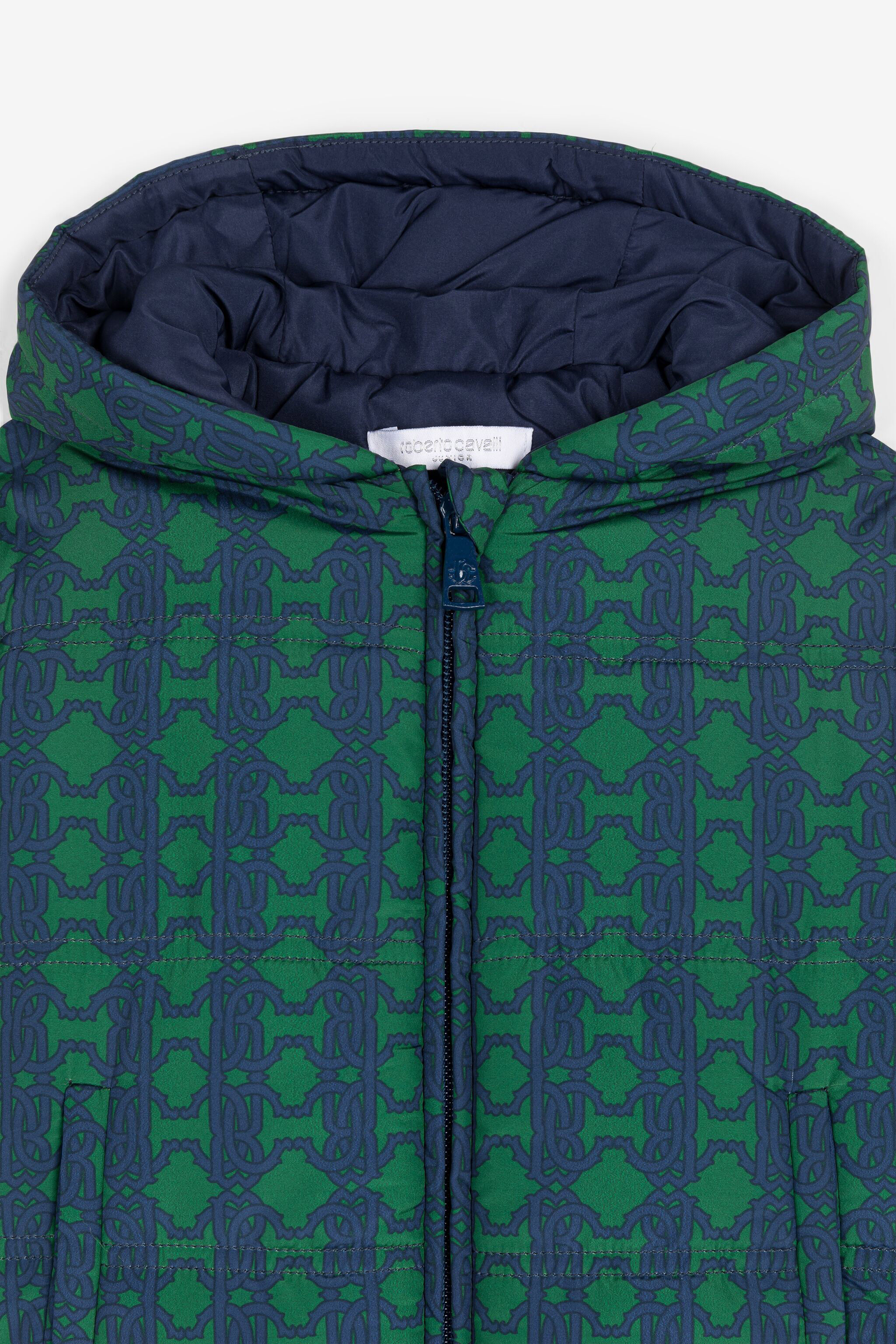 JU Abrigo acolchado con estampado monograma RC Verde/Azul RJT404-5RF66