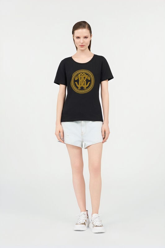 RC T-shirt in Cotone Nera con Logo BLACK QOT60C-JV060