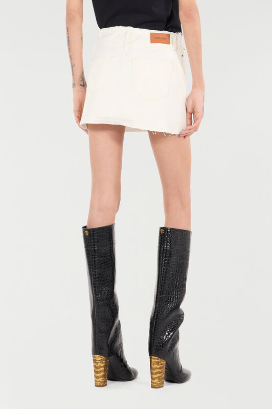 RC Frayed Denim Miniskirt White UKJ321-KGN53