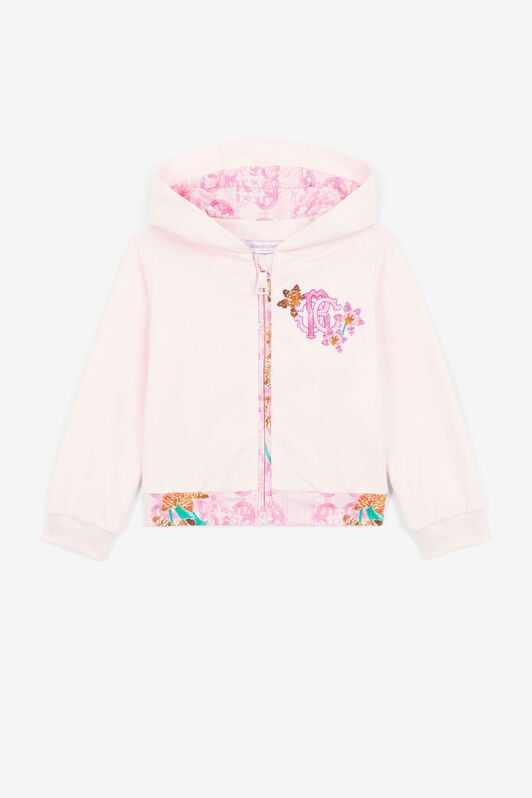 JU Monogram-embroidered zip-front hoodie Pink QJT941-CF050