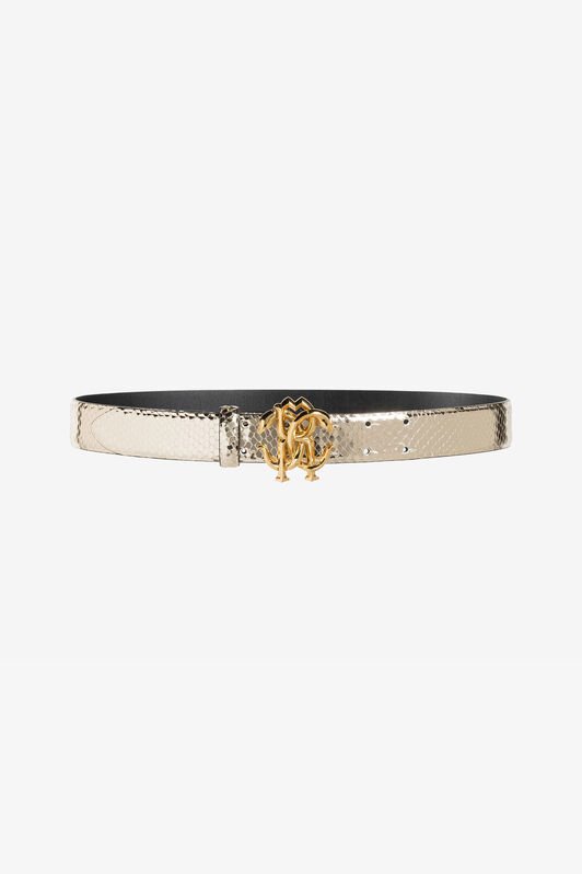 RC Mirror Snake Leather Belt Silver QKC007-PZ579