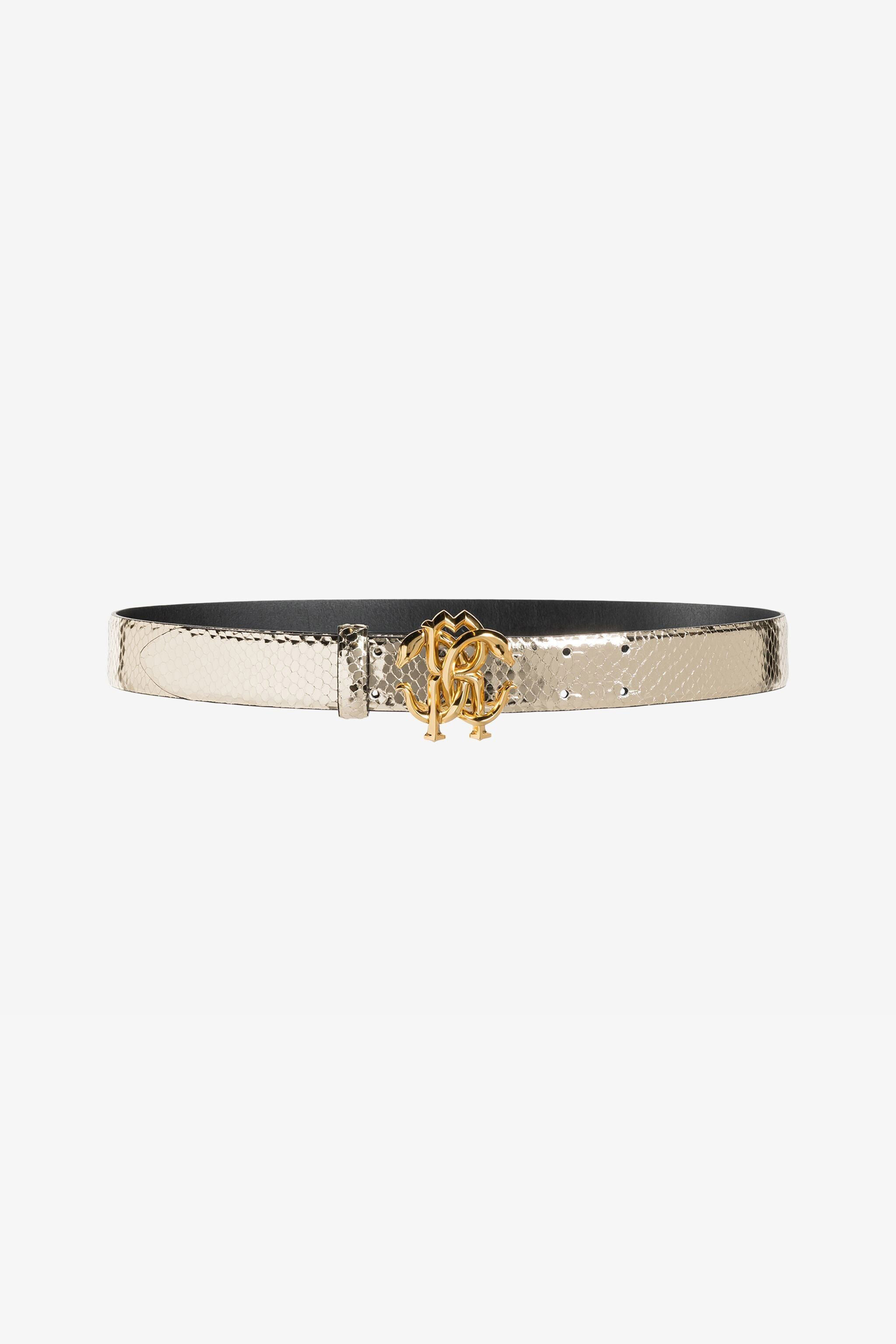 RC Mirror Snake Leather Belt Silver QKC007-PZ579
