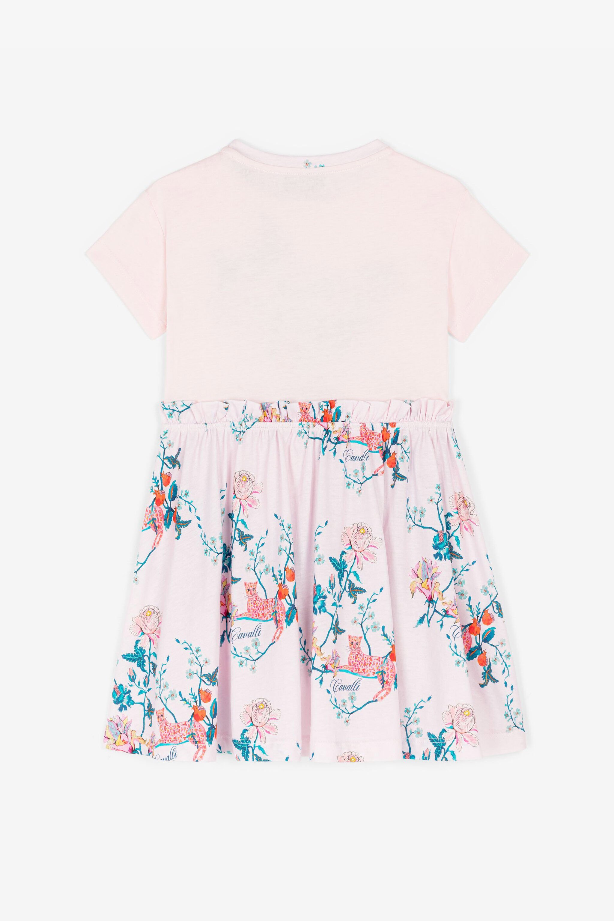 JU Jaguar And Flower-Print Cotton Dress Pink RJT118-JD001
