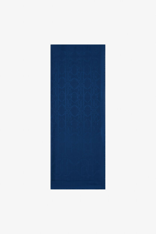 RC Jacquard Scarf with Mirror Snake Monogram and Logo Dark blue TALR47-IR064
