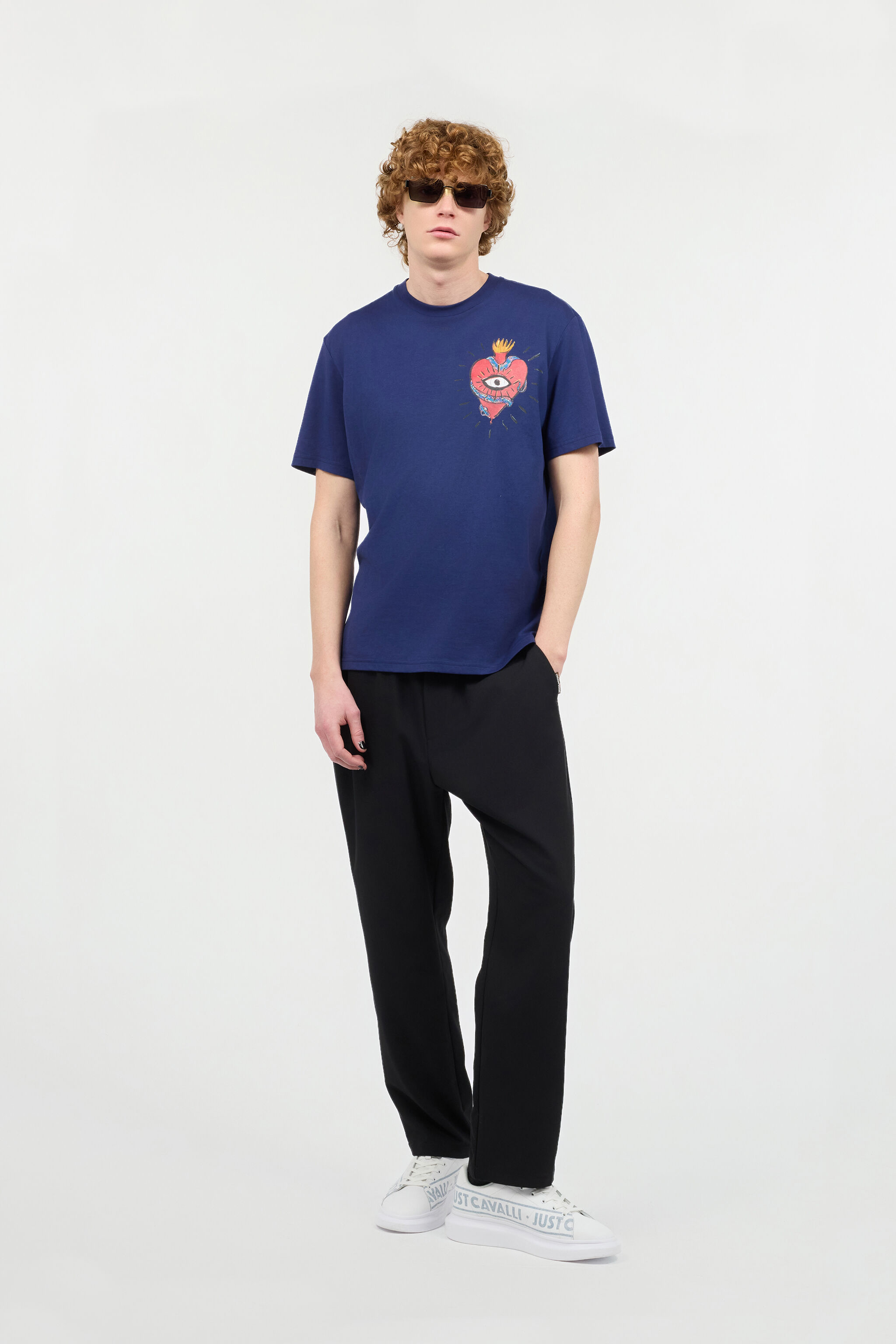 JC Camiseta Con Corazón Y Serpiente Azul oscuro UFT044-UF064