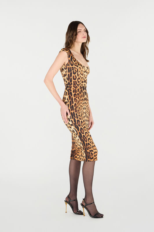 RC Midi Dress with Jaguar Skin Print RC Midi Dress with Jaguar Skin Print Brown VKT112-JMP73