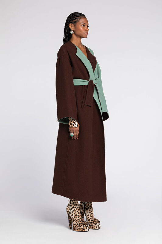RC Cappotto in lana colour-block MARRONE/AZZURRINO RKT500-FE036