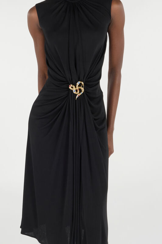 RC Midi Dress with Draping Negro VKT111-JE034