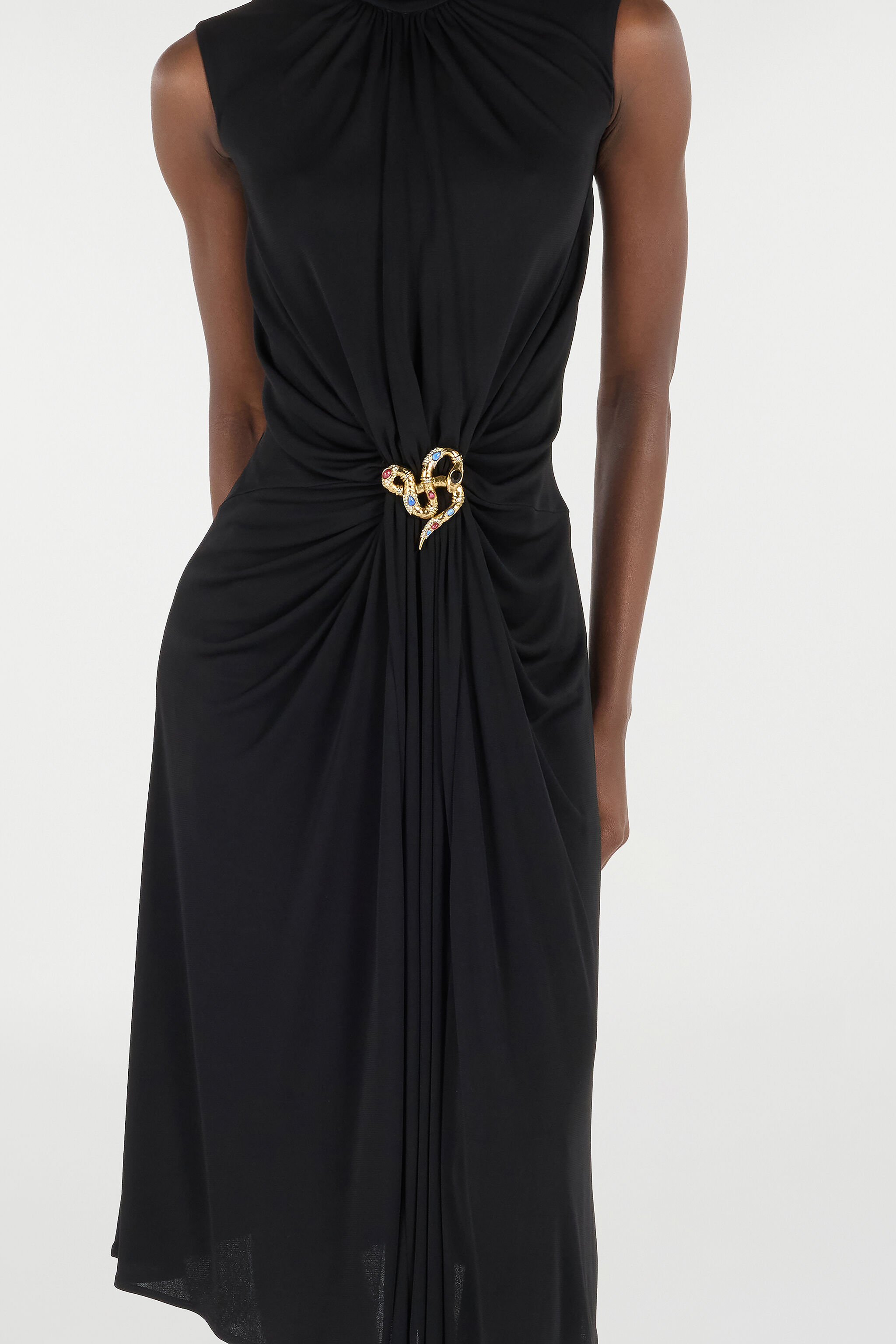 RC Midi Dress with Draping Negro VKT111-JE034