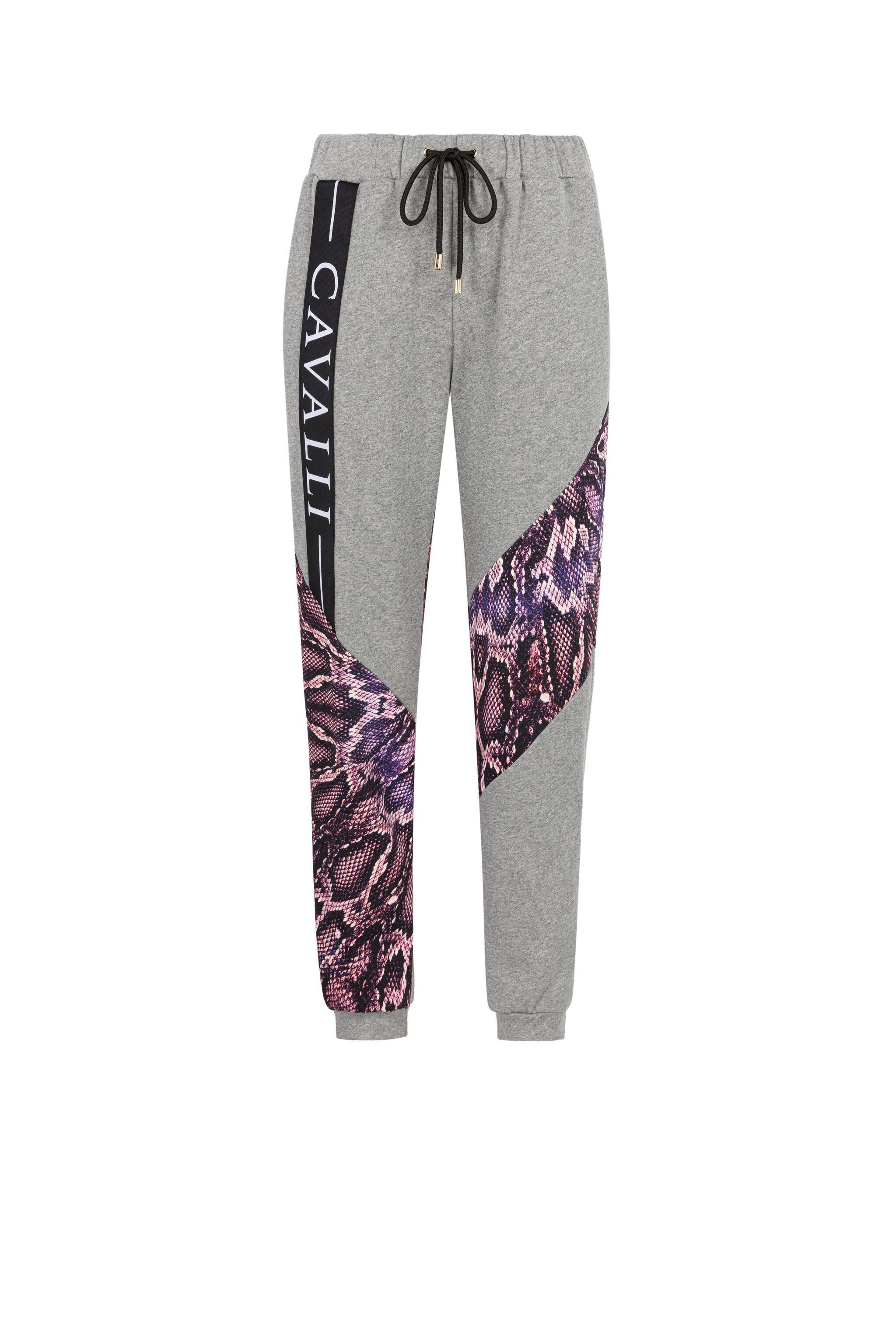 RC Python-Print Panelled Sweatpants Gris/Violet IST25F-5OE09
