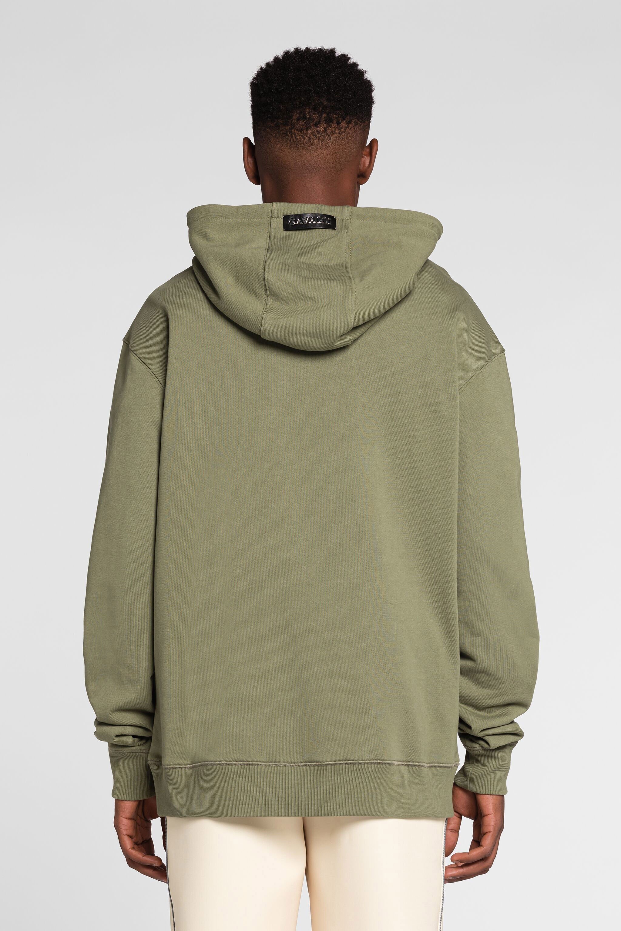RC Logo-patch cotton hoodie Green QRT69A-CF050
