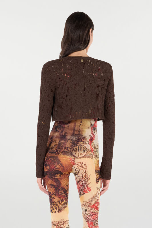 RC Crochet-Effect Crop Top Marrón VKM907-MAC01