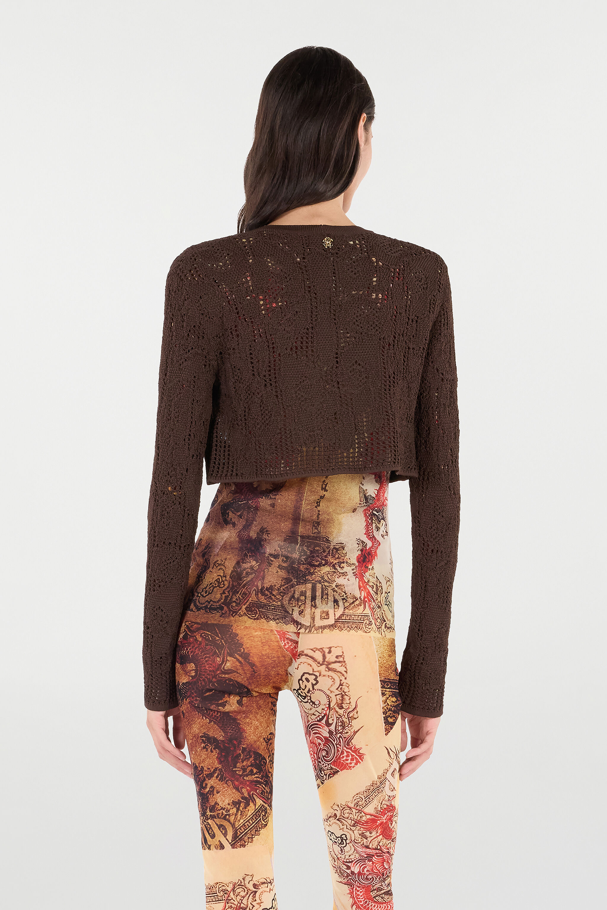 RC Crochet-Effect Crop Top Marrón VKM907-MAC01