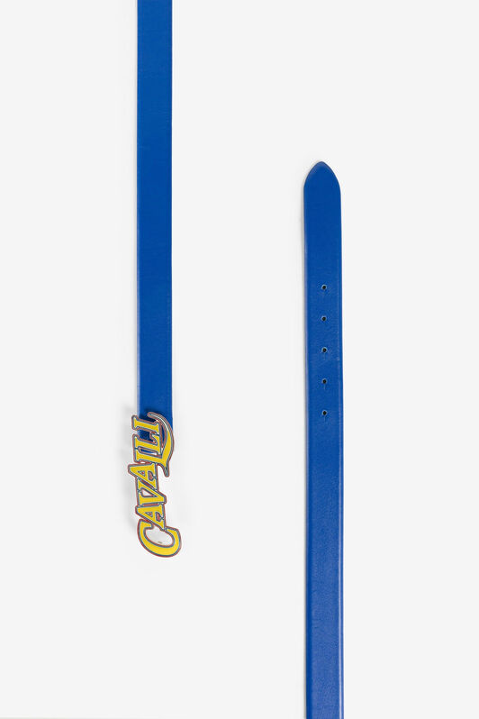 RC Logo-buckle leather belt Blue QRC005-PZ132