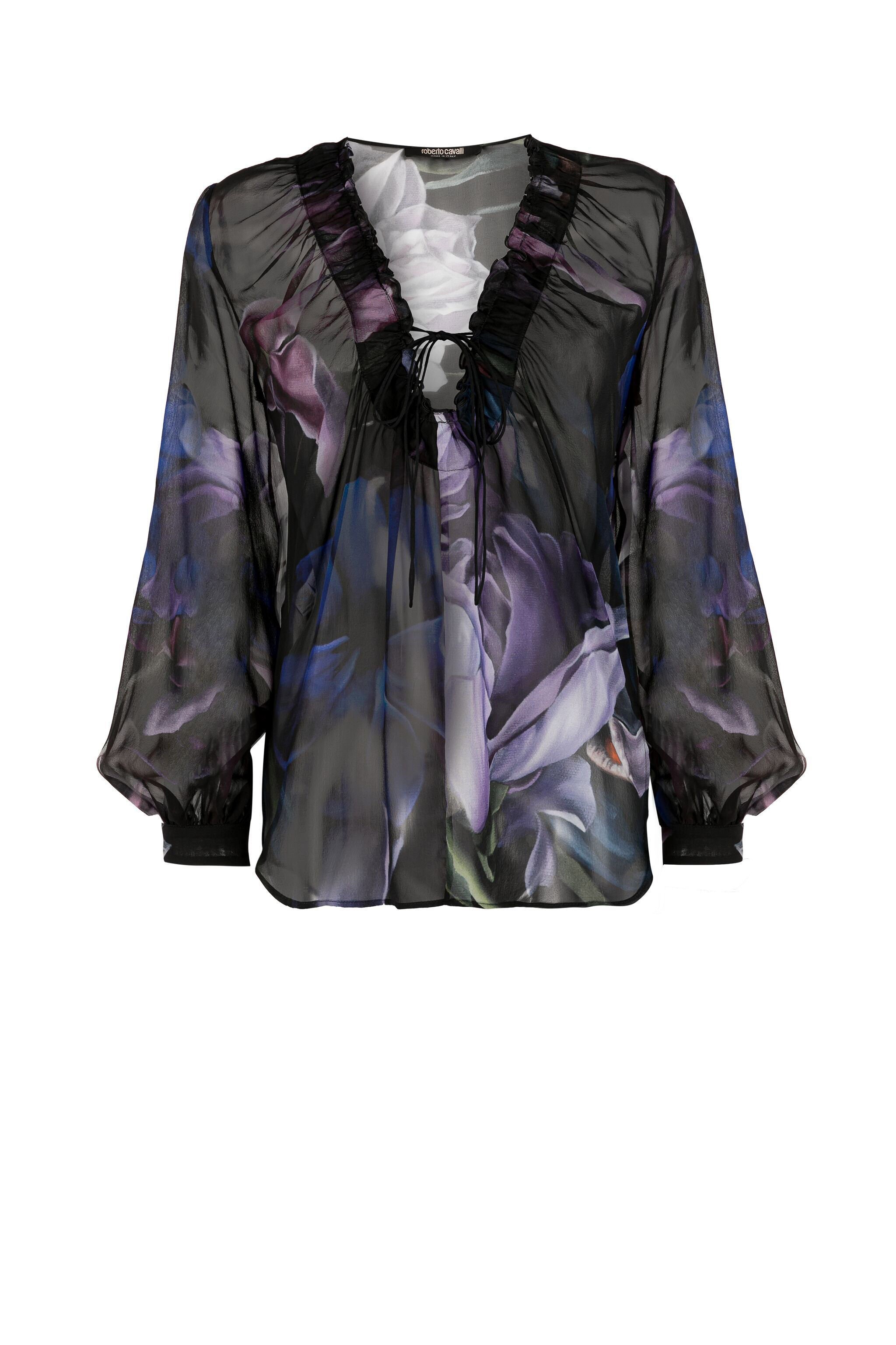 RC Floral-Print Silk Shirt Lila KOT70A-FVS02