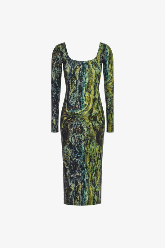 RC Marble print Dress Dunkelgrün TWT133-LNN20