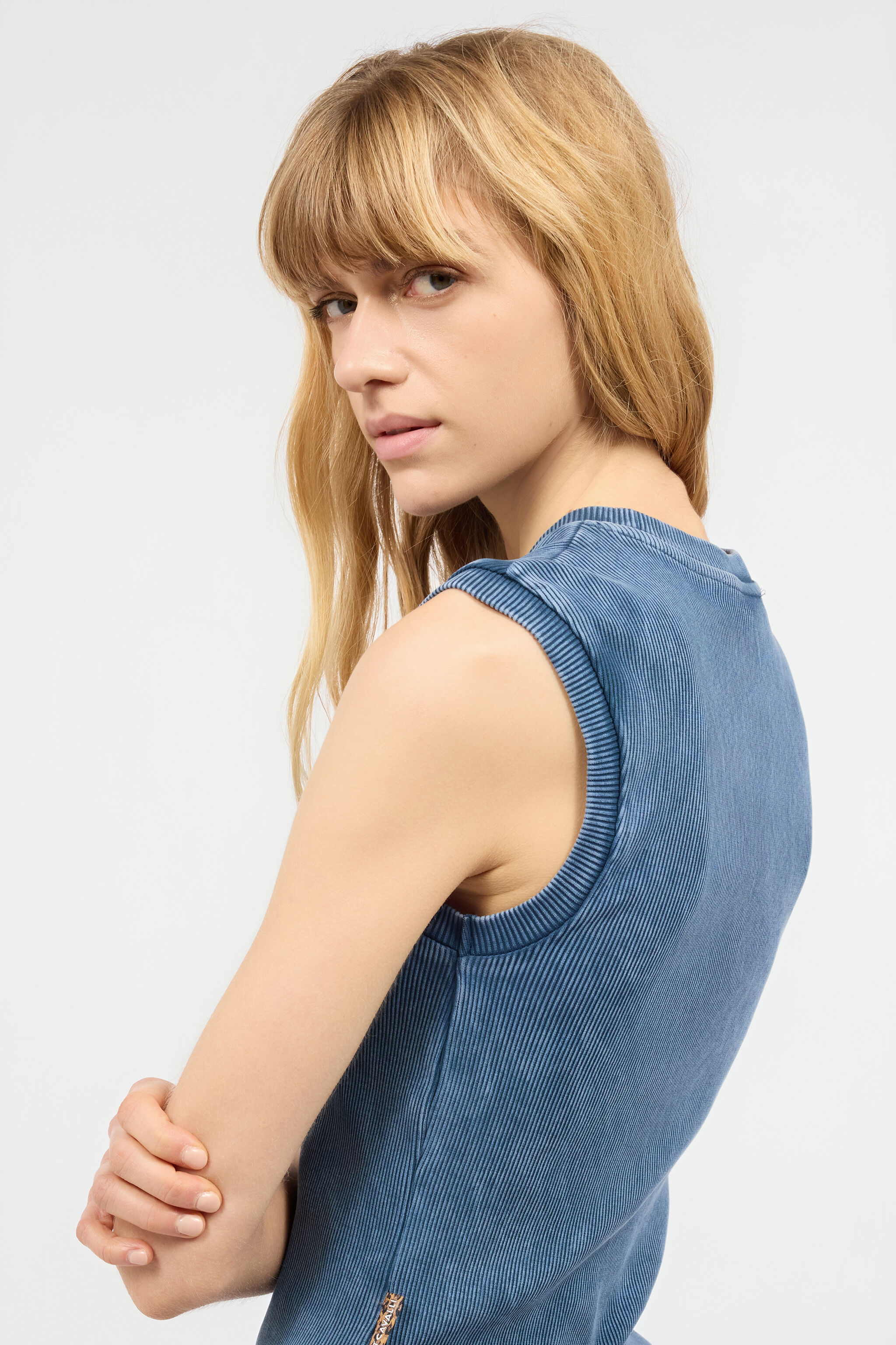 JC Camiseta Sin Mangas Con Monograma JC Azul UFT127-UF181