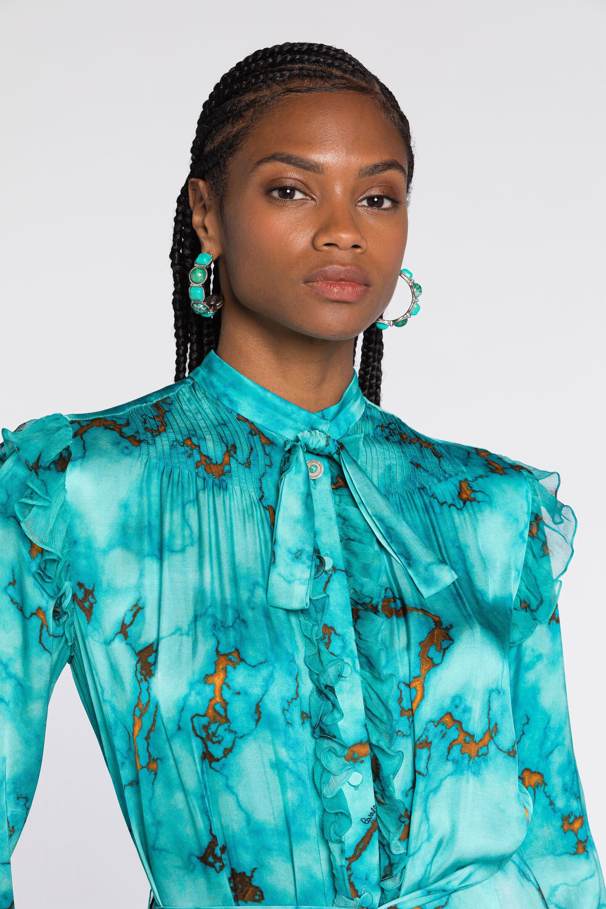 RC Marble-Print Shirt Dress Light blue RKT106-SZH62