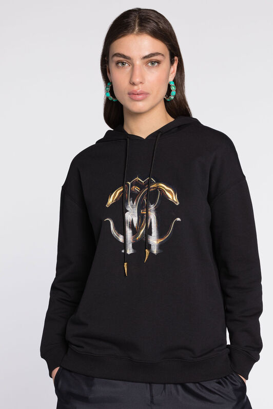 RC Logo-Print Cotton Hoodie Black RKT63B-CF020