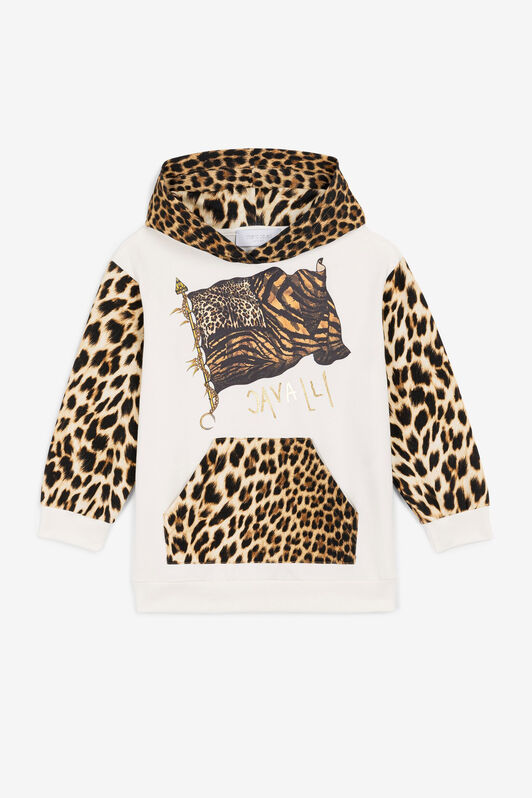 JU Animalier Patchwork-Print Logo Hoodie JU Animalier Patchwork-Print Logo Hoodie Light brown OJT959-ISA2J