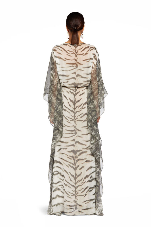 RC Zebra-print maxi dress Black/White MQT914-GFA39